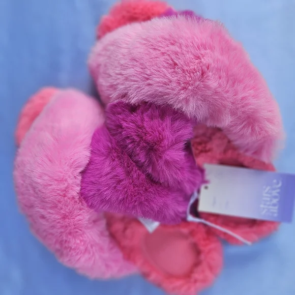 Pink and Purple Fuzzy Slippers - Picture 2 of 5
